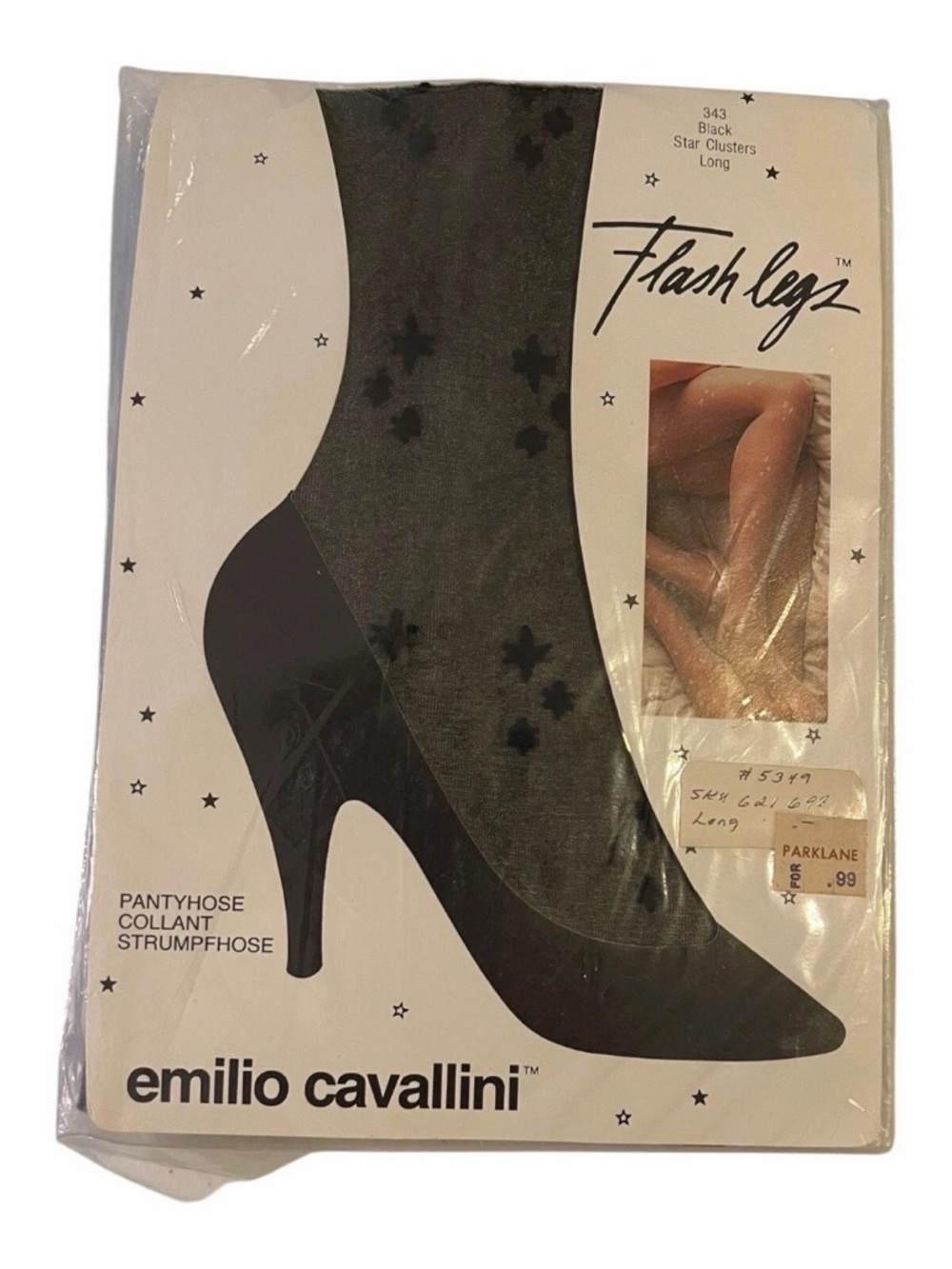 emilio cavallini 80s Vintage Black Starcluster Pantyhose Sz Long